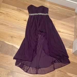 Purple high-low chiffon prom dress